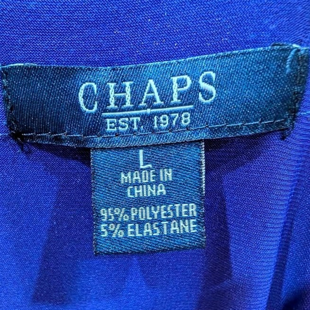 Chaps~Purple/White Color Block /Sleeveless/Crew Neck/Ruching Waist~Size Large - Picture 9 of 10